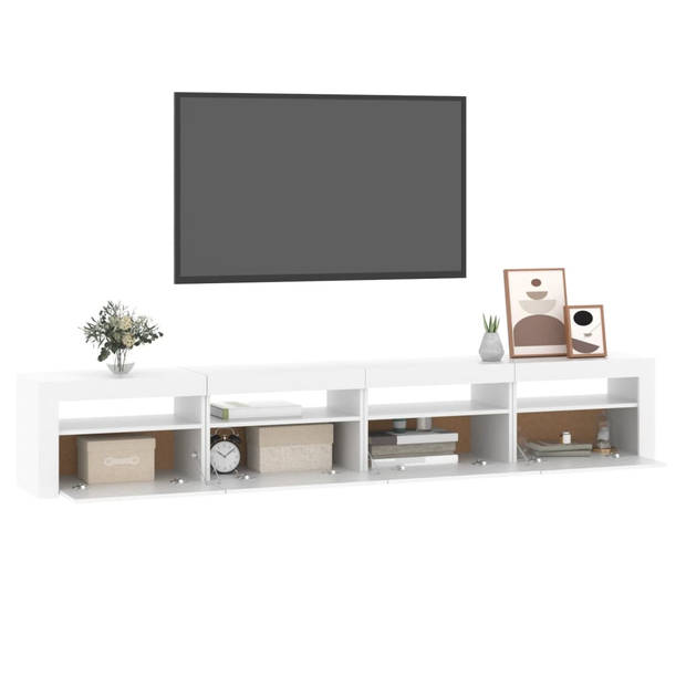The Living Store TV-meubel - naam - TV-meubels - 240 x 35 x 40 cm - LED-verlichting - Wit
