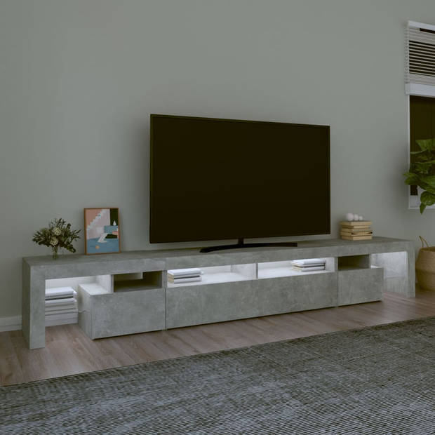 The Living Store TV-meubel Betongrijs 260x36.5x40 cm - RGB LED-verlichting