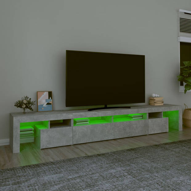 The Living Store TV-meubel Betongrijs 260x36.5x40 cm - RGB LED-verlichting