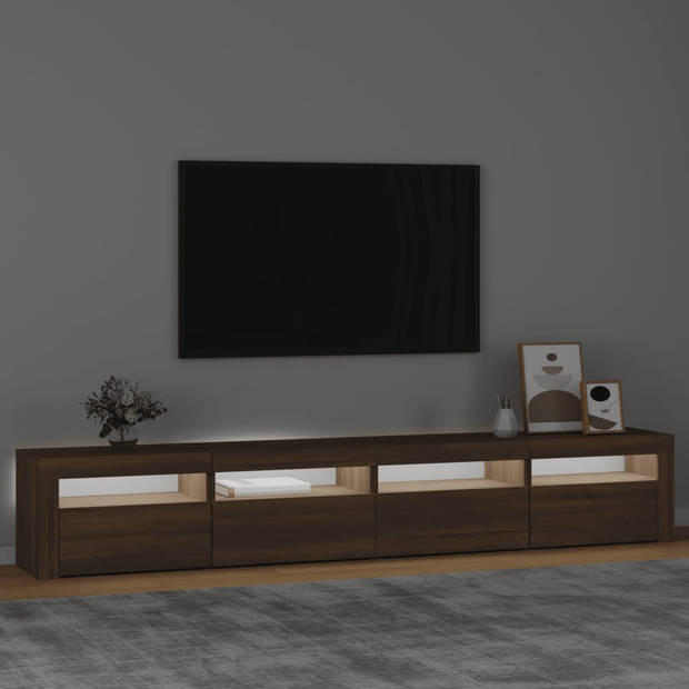 The Living Store TV Meubel - TV-meubel - 240 x 35 x 40 cm - met RGB LED-verlichting - Bruineiken