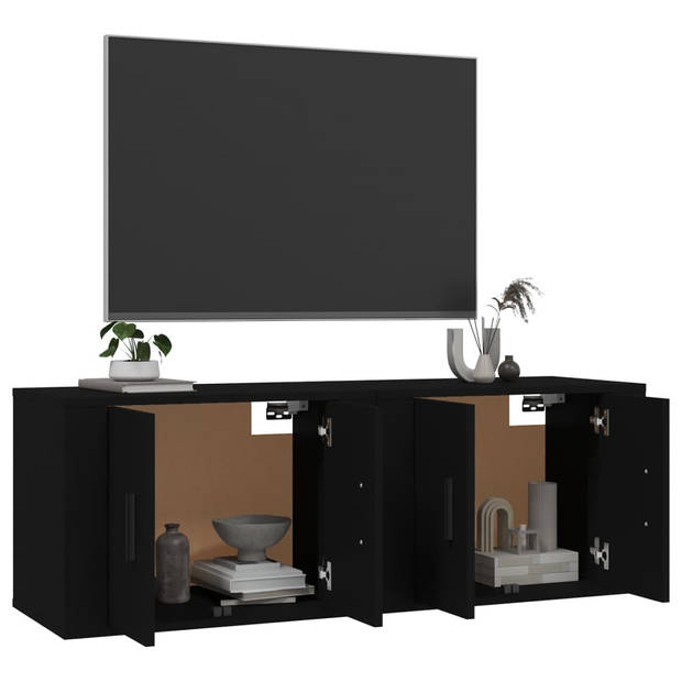 The Living Store Tv-wandmeubel - Zwart - 57 x 34.5 x 40 cm - 2 stuks - The Living Store