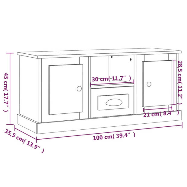 The Living Store Tv-meubel Sonoma Eiken - 100 x 35.5 x 45 cm - Trendy en praktisch