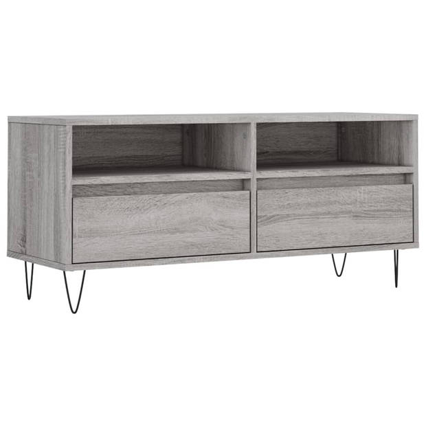 The Living Store Tv-meubel - Grijs Sonoma Eiken - 100 x 34.5 x 44.5 cm - Opbergruimte en Stabiel