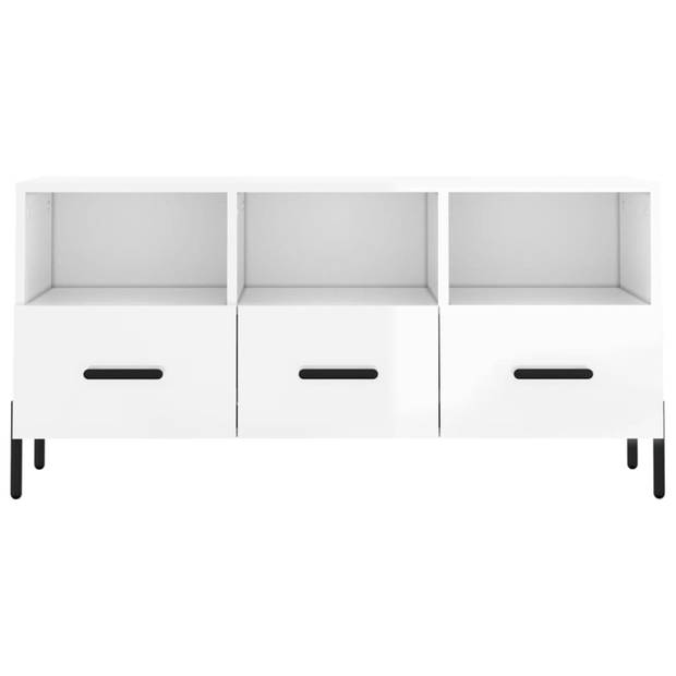 The Living Store Televisiekast Trendy - TV-meubel met 3 vakken en 3 lades - 102 x 36 x 50 cm - Hoogglans wit