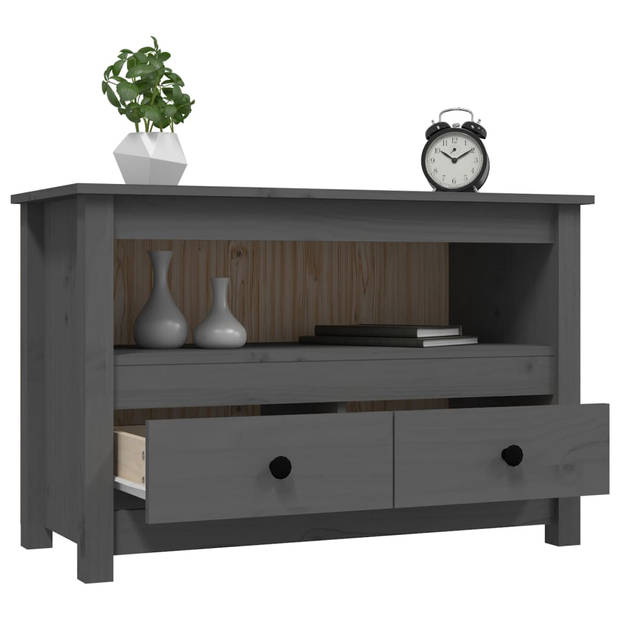 The Living Store TV-meubel Grenenhout - Landelijke stijl - 79x35x52cm - Grijs