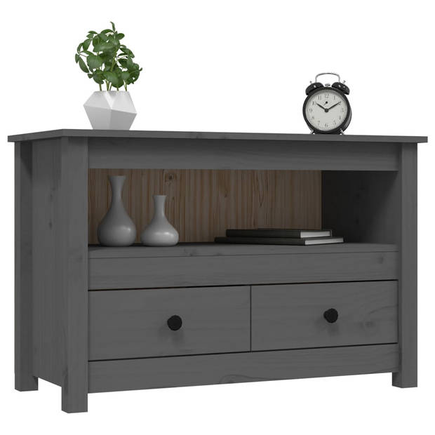 The Living Store TV-meubel Grenenhout - Landelijke stijl - 79x35x52cm - Grijs