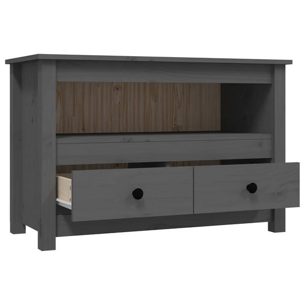 The Living Store TV-meubel Grenenhout - Landelijke stijl - 79x35x52cm - Grijs