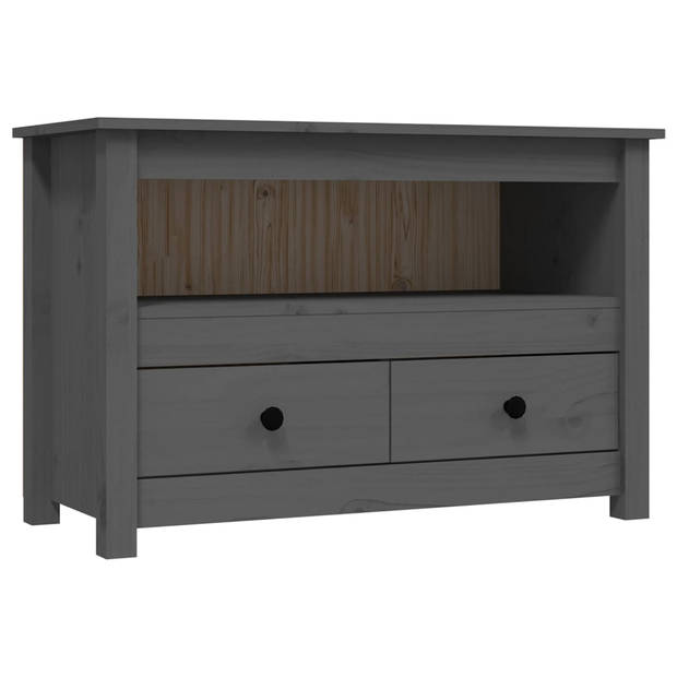 The Living Store TV-meubel Grenenhout - Landelijke stijl - 79x35x52cm - Grijs