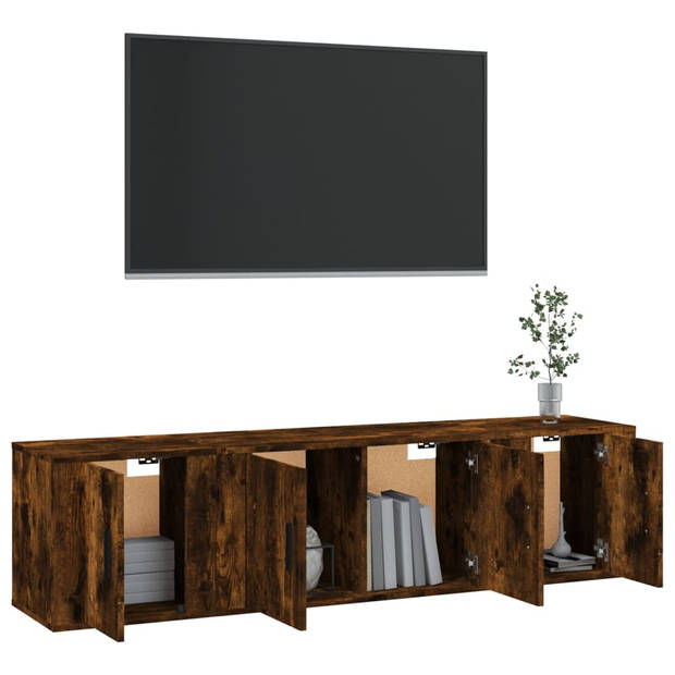 The Living Store Tv-meubelset Gerookt Eiken - 80 x 34.5 x 40 cm - Klassiek design