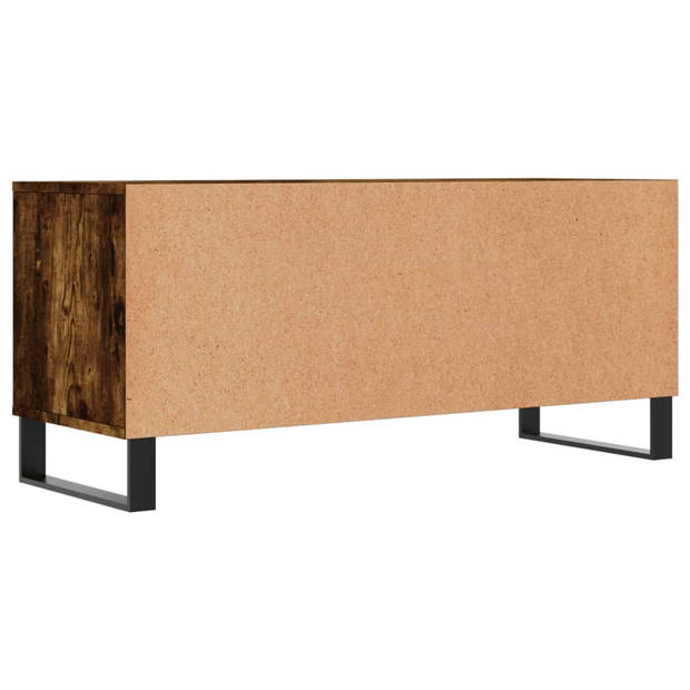 The Living Store Tv-meubel Gerookt Eiken - 100 x 34.5 x 44.5 cm - Opbergruimte - Stabiel - Montage vereist