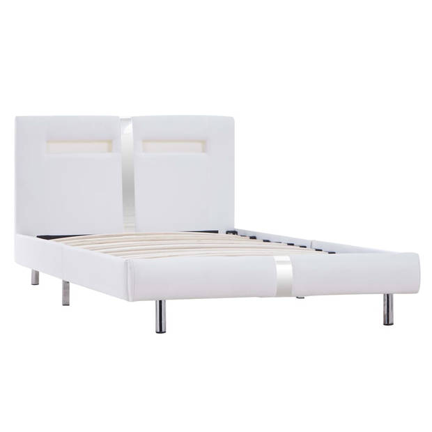 vidaXL Bedframe met LED kunstleer wit 90x200 cm