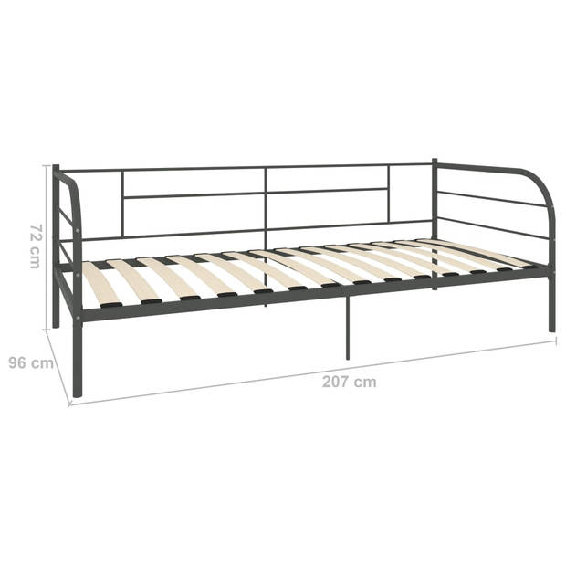 vidaXL Bedbankframe metaal grijs 90x200 cm