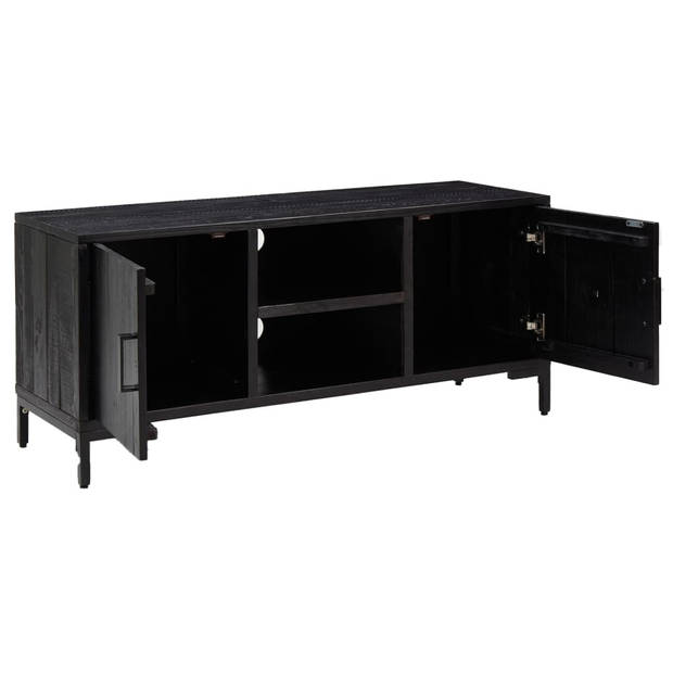 vidaXL Tv-meubel 110x35x48 cm massief grenenhout zwart