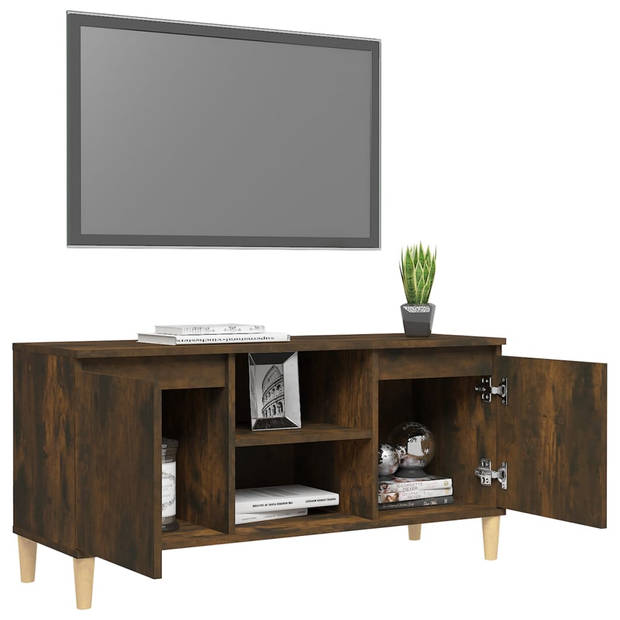 vidaXL Tv-meubel met houten poten 103,5x35x50 cm gerookt eikenkleurig