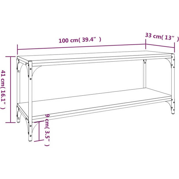 The Living Store Industrieel TV-meubel - 100 x 33 x 41 cm - Grijs Sonoma Eiken