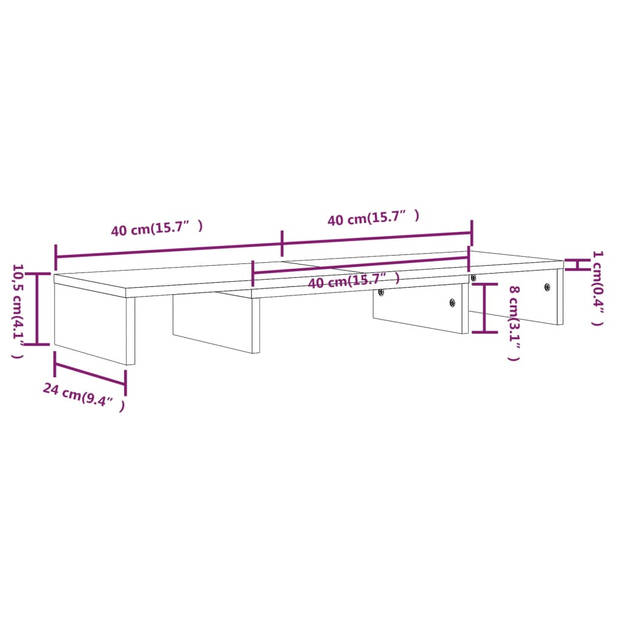 The Living Store Monitorstandaard 80x24x10-5 cm massief grenenhout - Kast