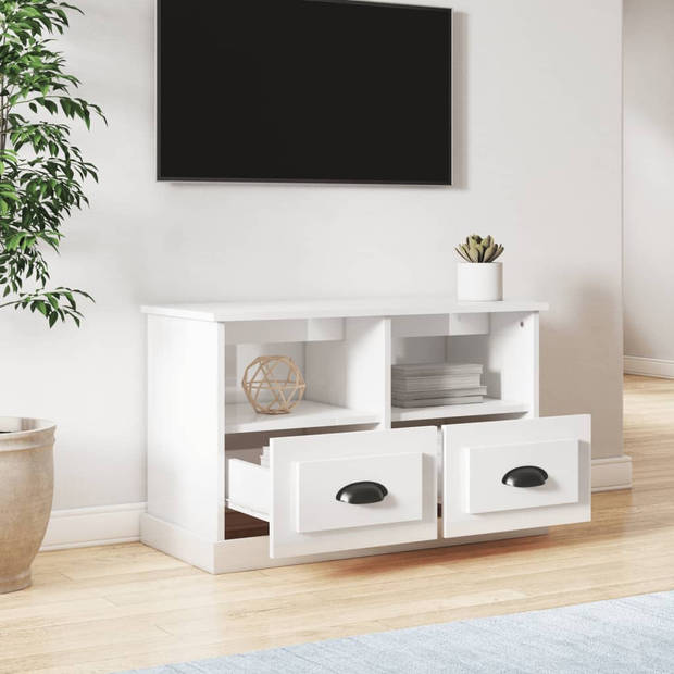 The Living Store TV-kast Hoogglans Wit - 80x35x50 cm - Duurzaam materiaal