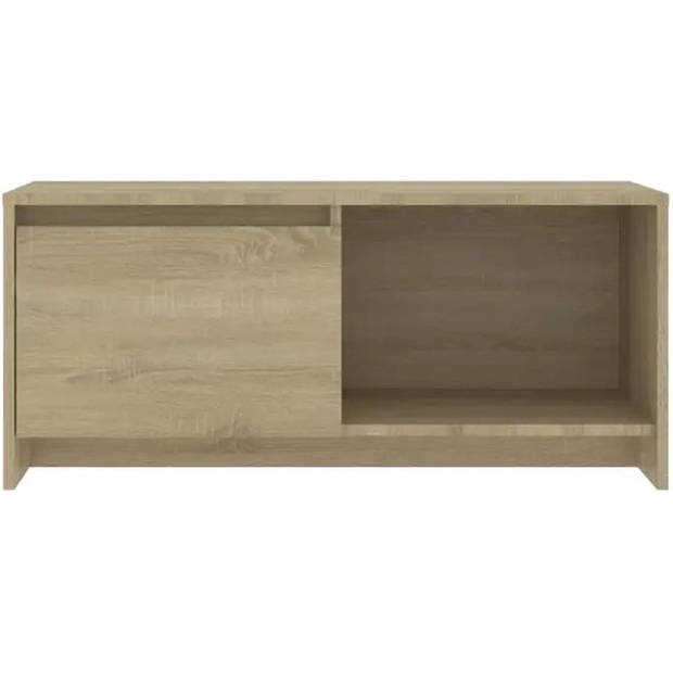 The Living Store TV-meubel - Gerookt eiken - 90x35x40 cm - Stabiele constructie