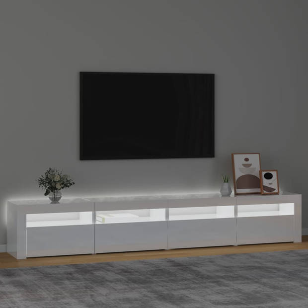 vidaXL Tv-meubel met LED-verlichting 240x35x40 cm hoogglans wit