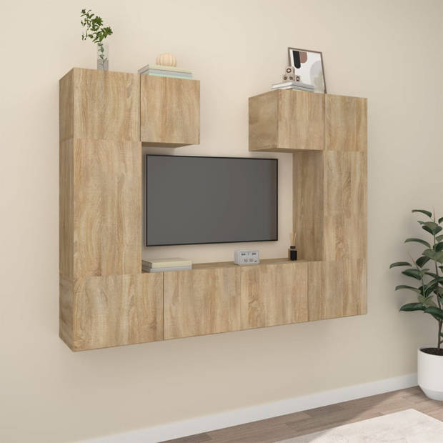 The Living Store TV-meubelset - 60x30x30 cm - 30.5x30x60 cm - 80x30x30 cm - Sonoma eiken