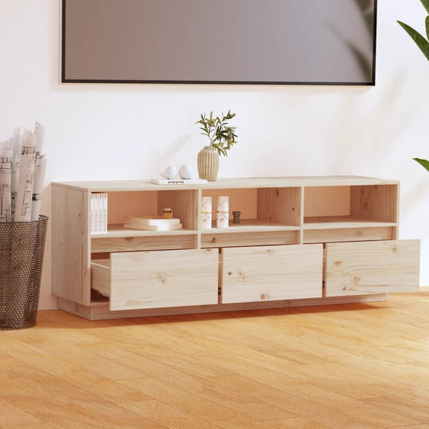 The Living Store TV-meubel - Grenenhout - 140 x 37 x 50 cm - Zweefpoten