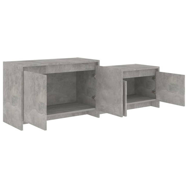 The Living Store TV-meubel Betongrijs - 146.5 x 35 x 50 cm (L x B x H) - 4 Deuren