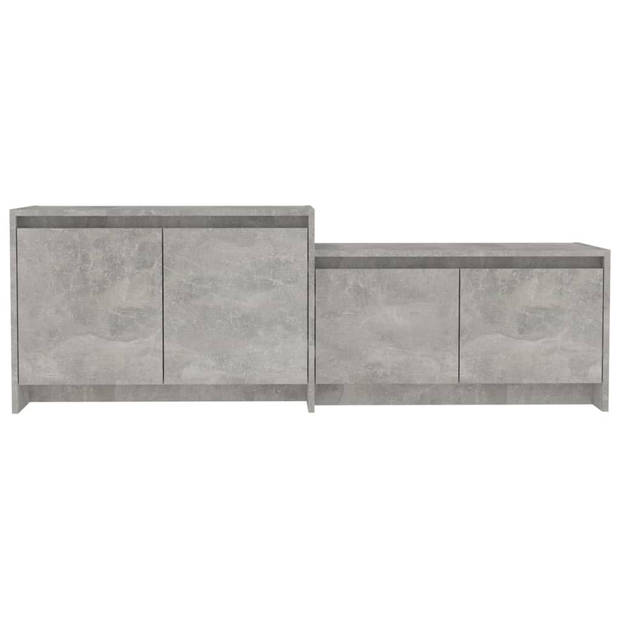 The Living Store TV-meubel Betongrijs - 146.5 x 35 x 50 cm (L x B x H) - 4 Deuren