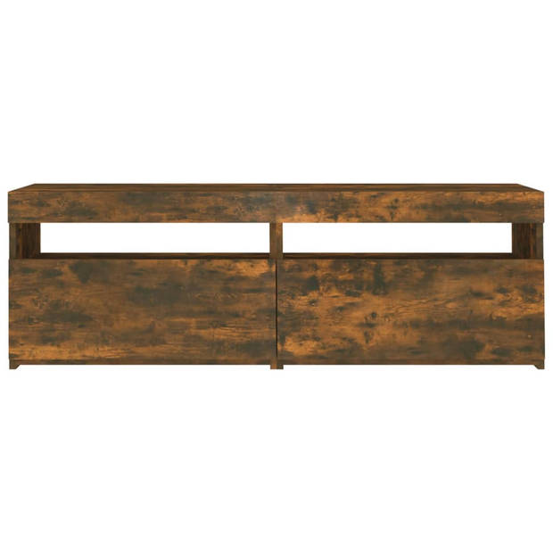 The Living Store TV-meubel Hout - 120 x 35 x 40 cm - LED-verlichting - Gerookt eiken