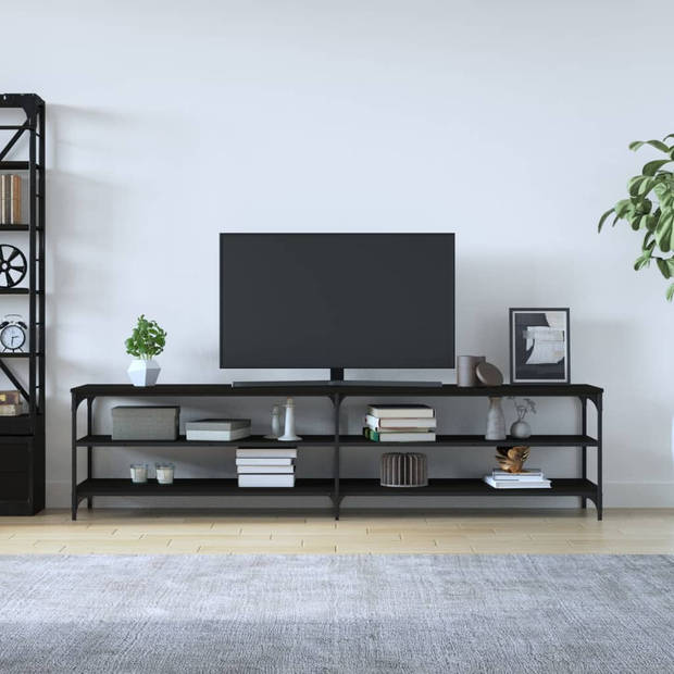 The Living Store Tv-meubel - 200 x 30 x 50 cm - zwart hout/metaal