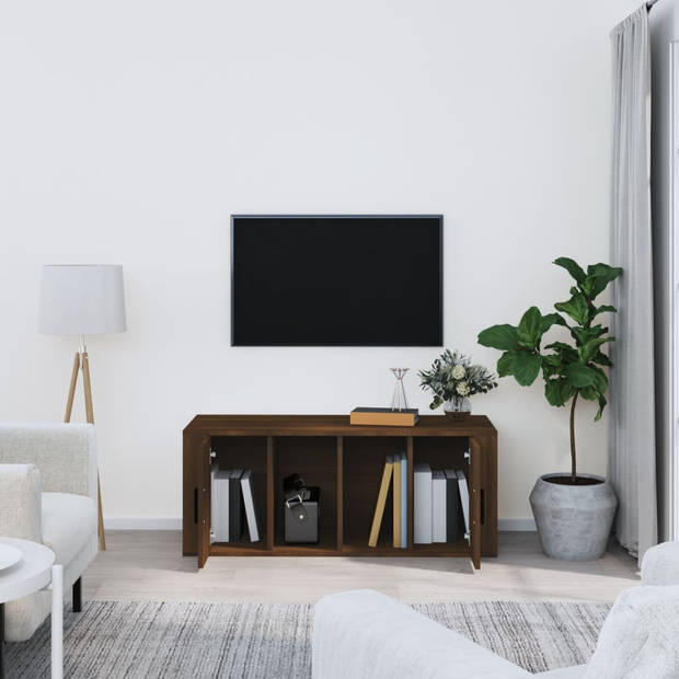vidaXL Tv-meubel 100x35x40 cm bewerkt hout bruin eikenkleur