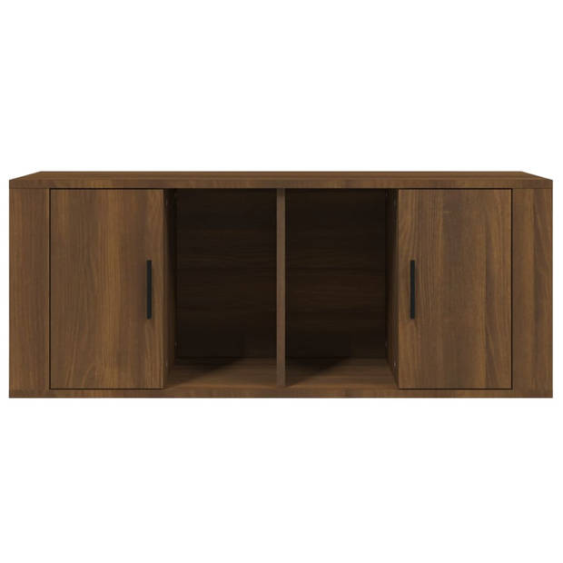 The Living Store TV-meubel Bruineiken 100x35x40 cm - Stevig - Praktische deur - Voldoende opbergruimte