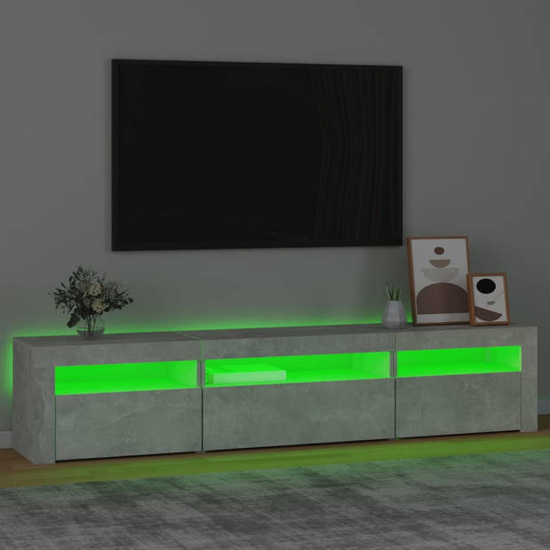 The Living Store TV-meubel - Betongrijs - 195 x 35 x 40 cm - RGB LED-verlichting