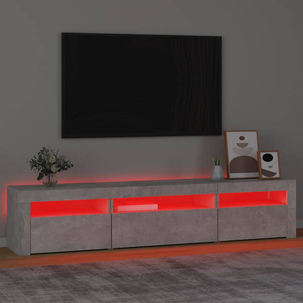 The Living Store TV-meubel - Betongrijs - 195 x 35 x 40 cm - RGB LED-verlichting