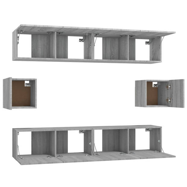 The Living Store TV-meubelset - grijs sonoma eiken - 4x 80x30x30cm - 2x 30.5x30x30cm