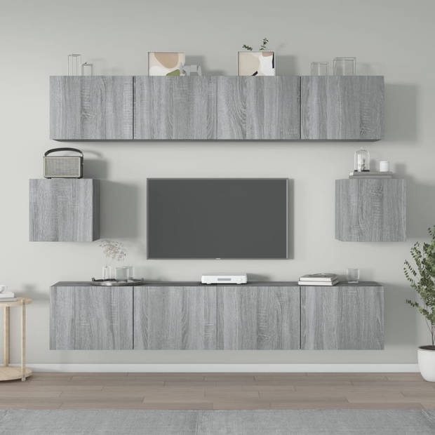 The Living Store TV-meubelset - grijs sonoma eiken - 4x 80x30x30cm - 2x 30.5x30x30cm