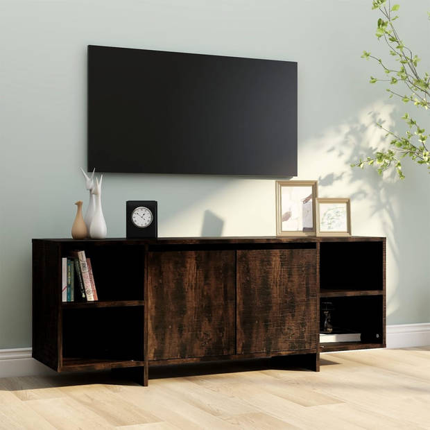 The Living Store Tv-meubel - Gerookt eiken - 130 x 35 x 50 cm - Stabiele constructie