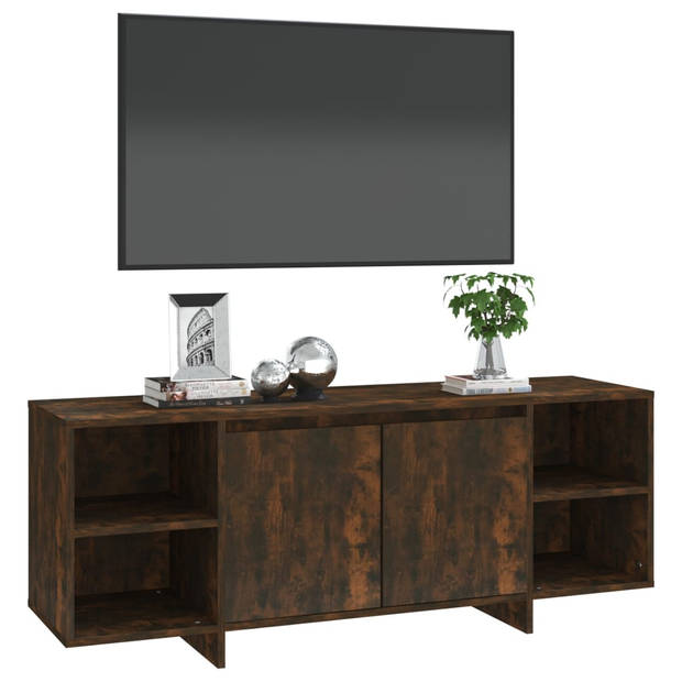 The Living Store Tv-meubel - Gerookt eiken - 130 x 35 x 50 cm - Stabiele constructie