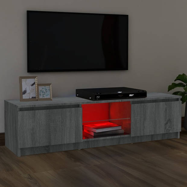 The Living Store Tv-meubel LED-verlichting - Grijs Sonoma Eiken - 120 x 30 x 35.5 cm - Trendy Ontwerp