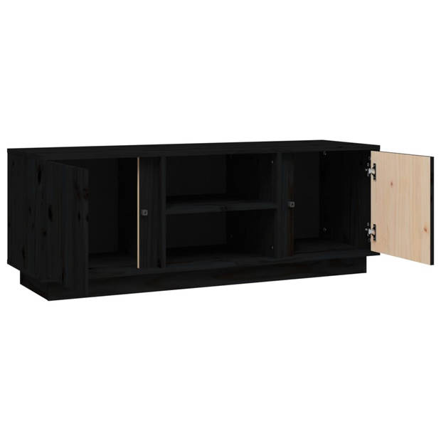 The Living Store Tv-meubel Massief Grenenhout - Trendy - Tv-kast 110x35x40.5cmZwart