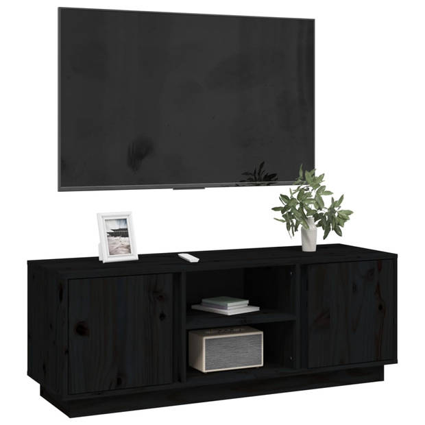 The Living Store Tv-meubel Massief Grenenhout - Trendy - Tv-kast 110x35x40.5cmZwart