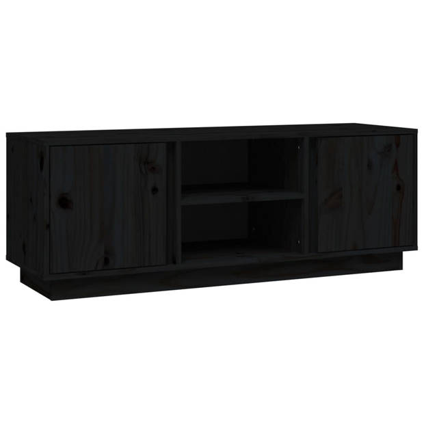 The Living Store Tv-meubel Massief Grenenhout - Trendy - Tv-kast 110x35x40.5cmZwart