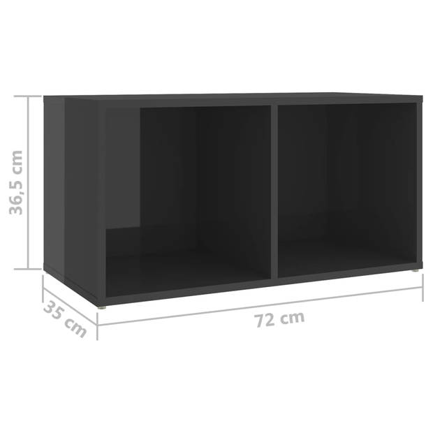 The Living Store TV-meubelset Living - 37 x 35 x 37 cm - 72 x 35 x 36.5 cm - Hoogglans grijs - Spaanplaat