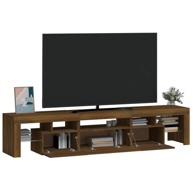 The Living Store TV-meubel LED-verlichting - bruineiken - 200 x 36.5 x 40 cm - USB-aansluiting