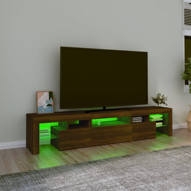 The Living Store TV-meubel LED-verlichting - bruineiken - 200 x 36.5 x 40 cm - USB-aansluiting
