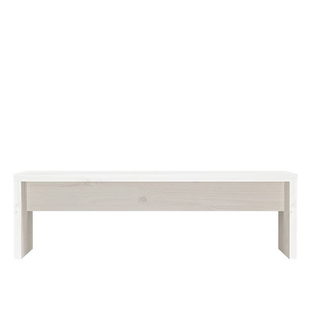 The Living Store Monitorstandaard - Grenenhout - 50 x 27 x 15 cm - Wit