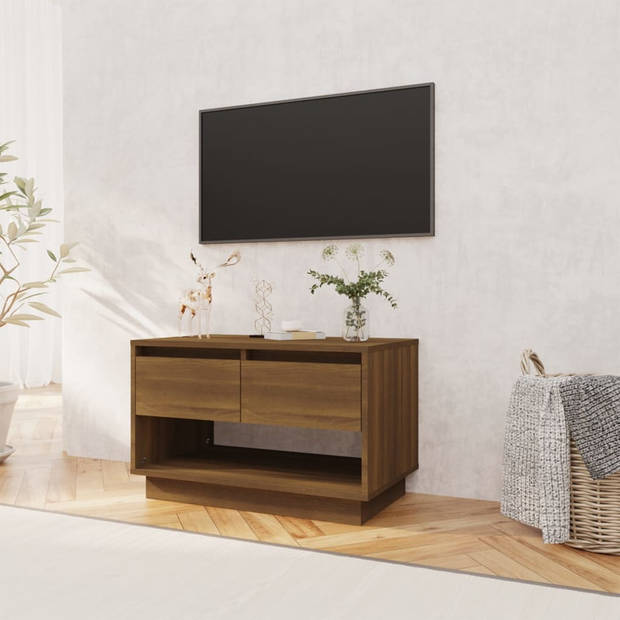 The Living Store TV-kast - Bruineiken - 70 x 41 x 44 cm - 2 lades - 1 open vak