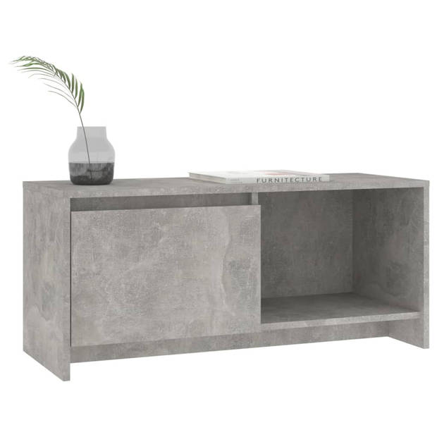 The Living Store TV-meubel Betongrijs 90x35x40 cm - opbergvak en schap