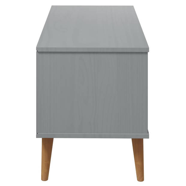 The Living Store MOLDE TV-kast - 106 x 40 x 49 cm - Grijs - Massief grenenhout met uv-vernis en bewerkt hout