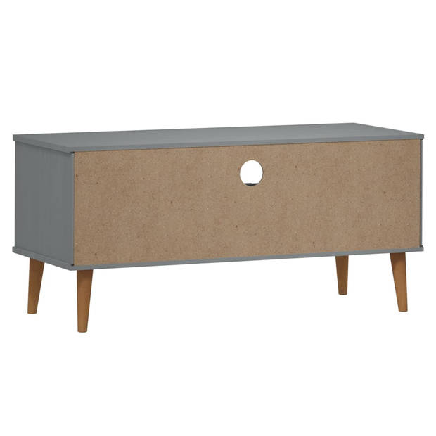 The Living Store MOLDE TV-kast - 106 x 40 x 49 cm - Grijs - Massief grenenhout met uv-vernis en bewerkt hout