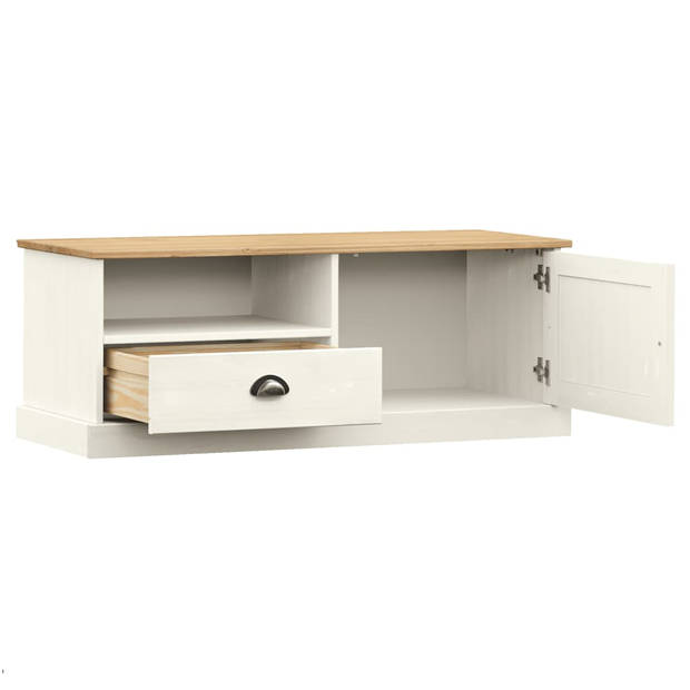 The Living Store VIGO Houten TV-Meubel - 106 x 40 x 40 cm - Massief grenenhout - Wit